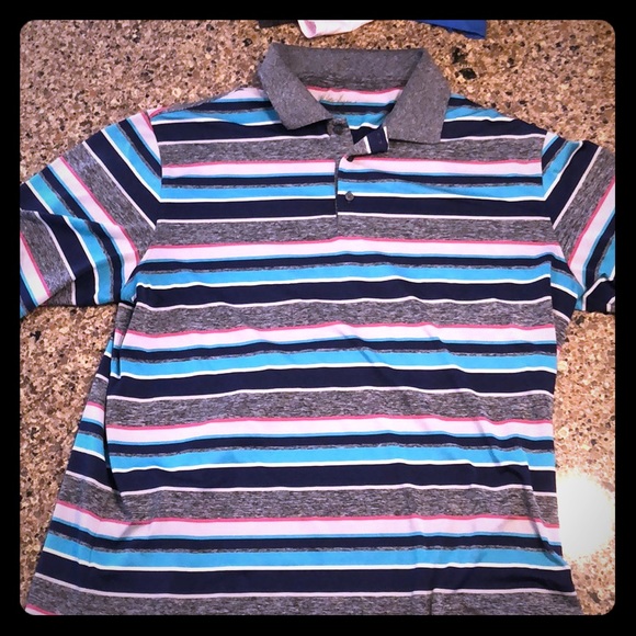 Multi colored stretch poly Golf Shirt - Picture 1 of 3